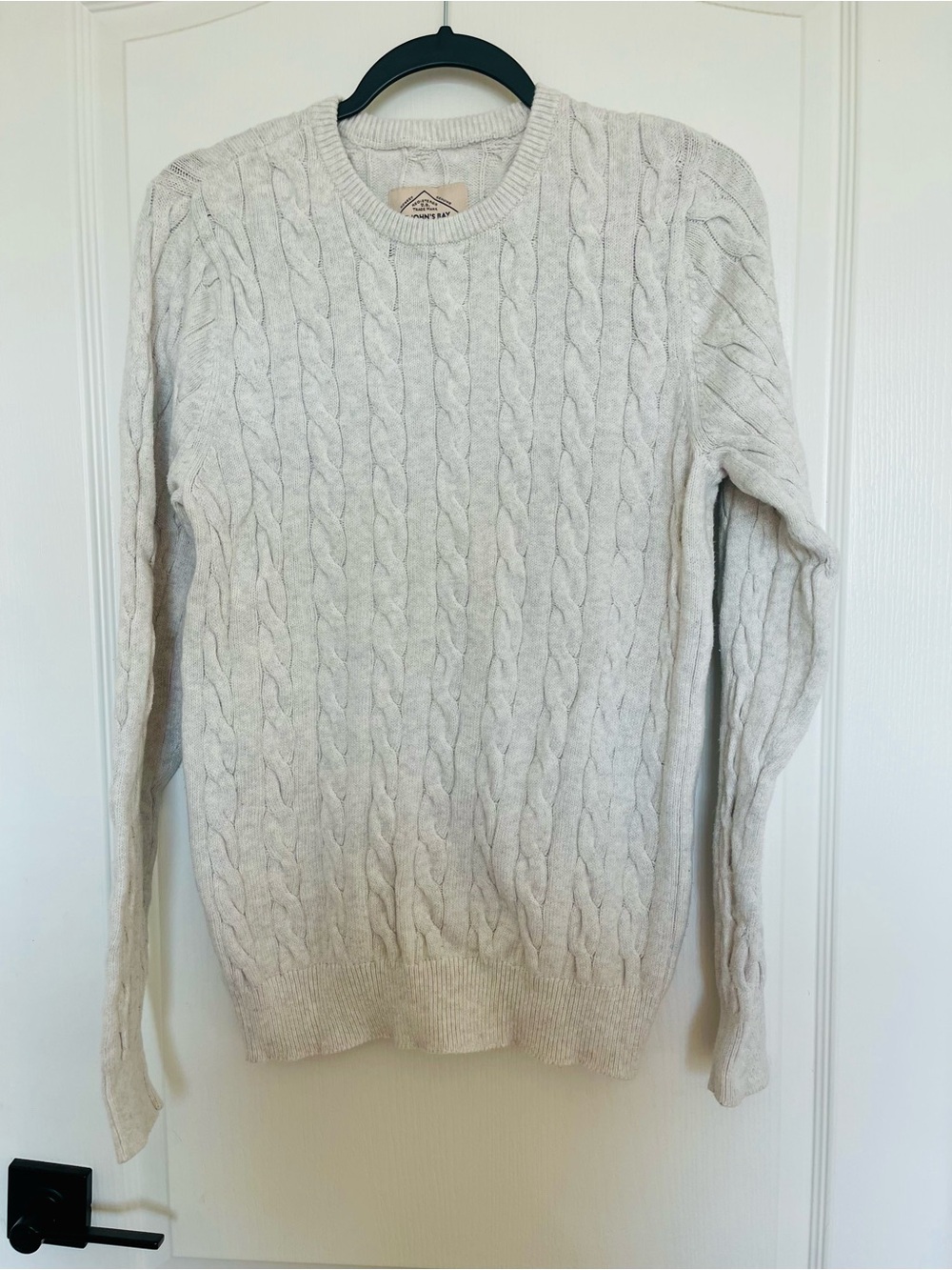 St. John's Bay Men's Cable Knit Crewneck Sweater - Cream